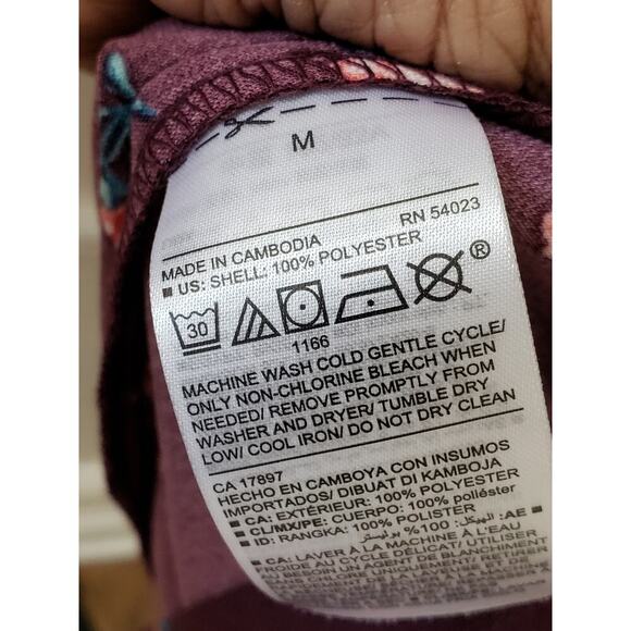 Old Navy Fit & Flare Dress Women's Medium Purple Floral Crew Neck Long Sleeve - Picture 7 of 13